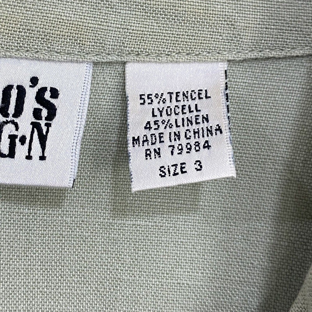 Chico's Design Jacket Womens 3 Green Tencel Linen Button Utility Shirt Top XL - Picture 7 of 12